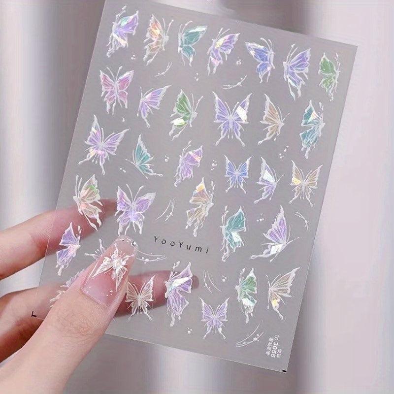 Colorful Butterfly Nail Art Stickers Self Adhesive