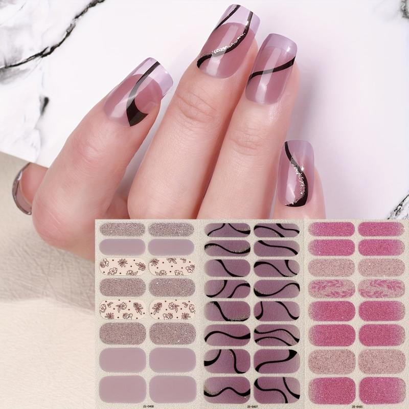 Glitter Nail Polish Strip Self Adhesive Gel Nail Decals For Women And Girls