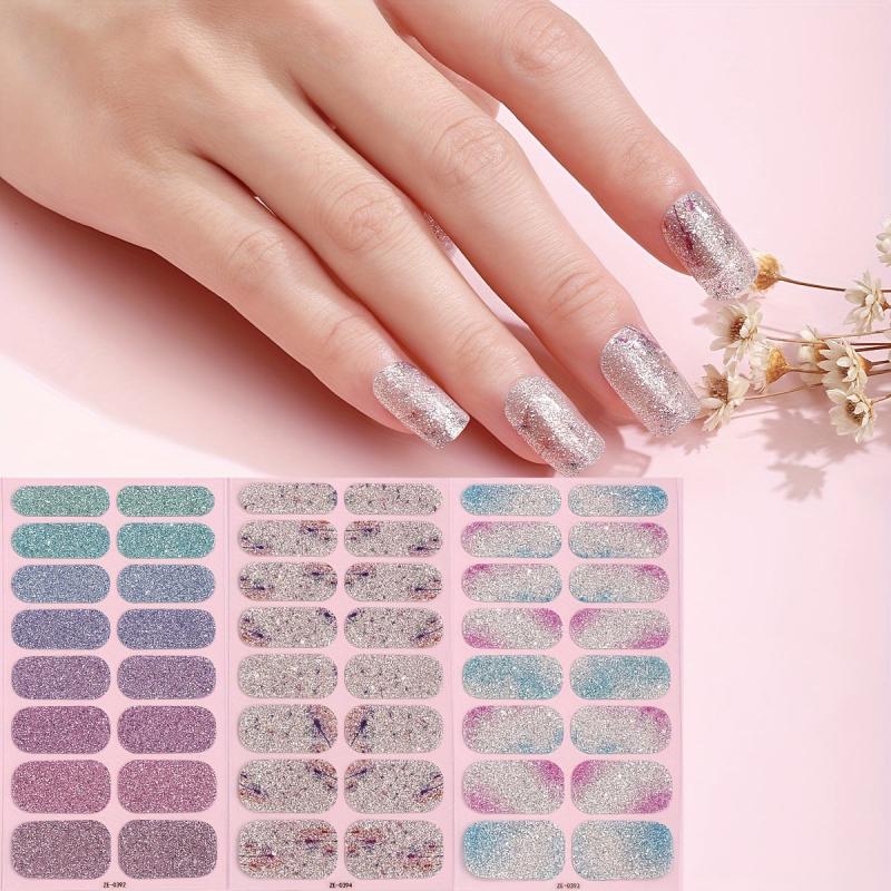 Glitter Nail Polish Strip Self Adhesive Gel Nail Decals For Women And Girls