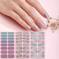 Glitter Nail Polish Strip Self Adhesive Gel Nail Decals For Women And Girls