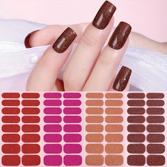 Glitter Nail Polish Strip Self Adhesive Gel Nail Decals For Women And Girls