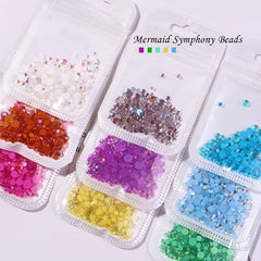 300pcs Mermaid Pearl Beads Nail Art DIY Translucent Crystal Decoration Women