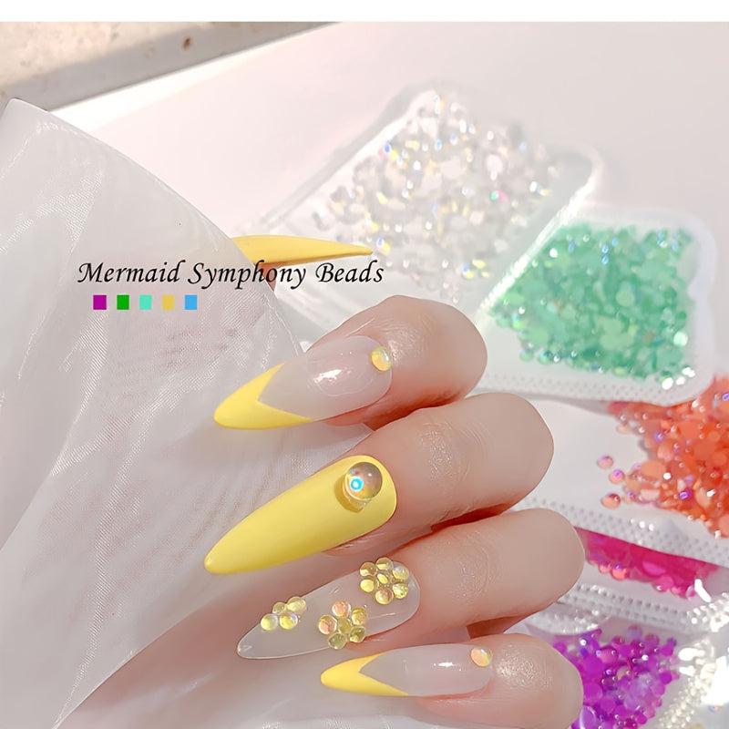 300pcs Mermaid Pearl Beads Nail Art DIY Translucent Crystal Decoration Women