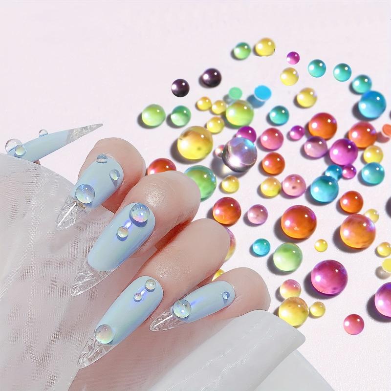 300pcs Mermaid Pearl Beads Nail Art DIY Translucent Crystal Decoration Women