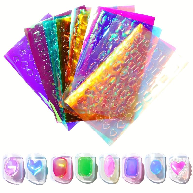 11pcs Holographic Ice Cube Nail Art Stickers Self Adhesive Decals