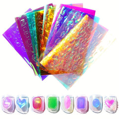 11pcs Holographic Ice Cube Nail Art Stickers Self Adhesive Decals