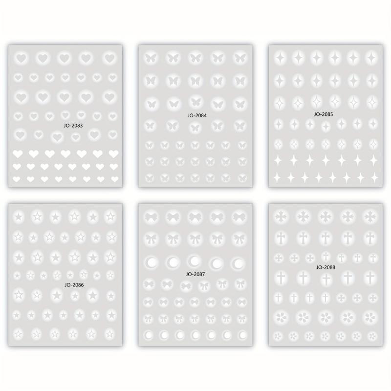 6 Sheets Nail Art Stencils Airbrush Stickers