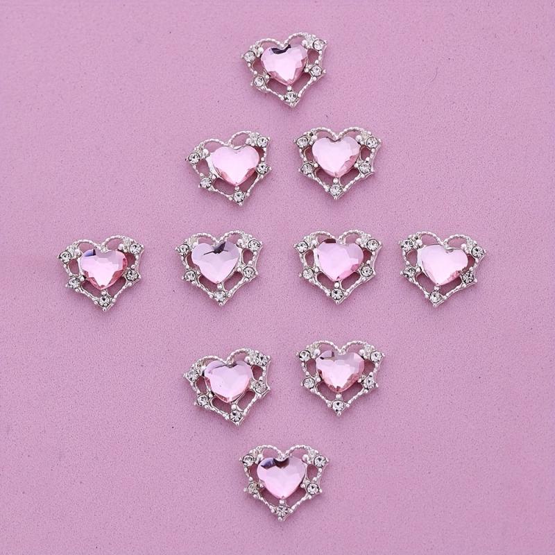 10pcs Heart Nail Rhinestones Glitter Charms Nail Art Decoration