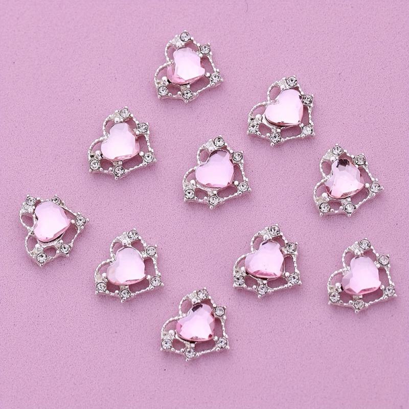 10pcs Heart Nail Rhinestones Glitter Charms Nail Art Decoration