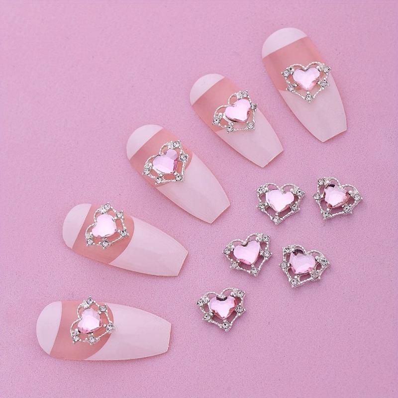 10pcs Heart Nail Rhinestones Glitter Charms Nail Art Decoration