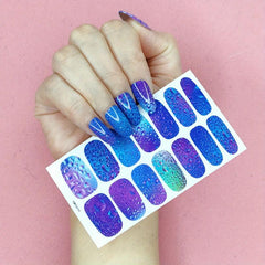 Geometric Full Cover Nail Stickers Plain Nail Art Strips Self Adhesive
