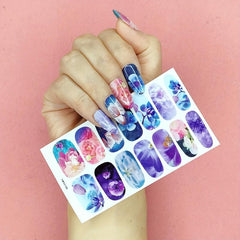 Geometric Full Cover Nail Stickers Plain Nail Art Strips Self Adhesive