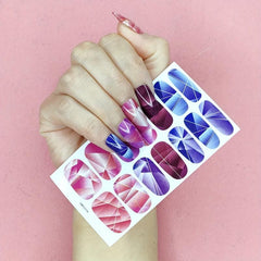 Geometric Full Cover Nail Stickers Plain Nail Art Strips Self Adhesive
