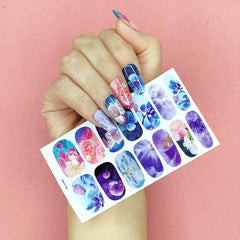Geometric Full Cover Nail Stickers Plain Nail Art Strips Self Adhesive