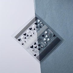 5D Embossed Nail Art Stickers Nail Decals Heart Checkerboard Nail Adhesive