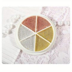 2 Boxes 3D Nail Caviar Beads Metal Mini Nail Ball Beads Golden Silver Nail Studs