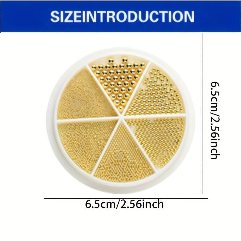 2 Boxes 3D Nail Caviar Beads Metal Mini Nail Ball Beads Golden Silver Nail Studs