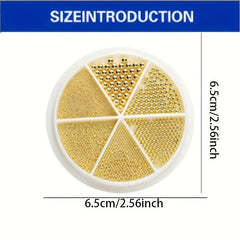 2 Boxes 3D Nail Caviar Beads Metal Mini Nail Ball Beads Golden Silver Nail Studs