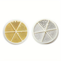 2 Boxes 3D Nail Caviar Beads Metal Mini Nail Ball Beads Golden Silver Nail Studs