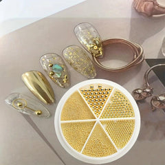 2 Boxes 3D Nail Caviar Beads Metal Mini Nail Ball Beads Golden Silver Nail Studs