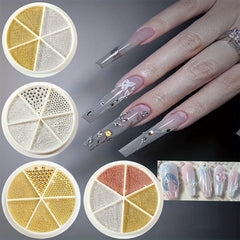 2 Boxes 3D Nail Caviar Beads Metal Mini Nail Ball Beads Golden Silver Nail Studs