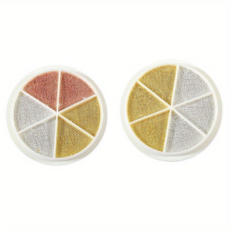 2 Boxes 3D Nail Caviar Beads Metal Mini Nail Ball Beads Golden Silver Nail Studs