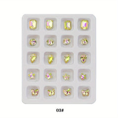 Peach Heart Square Nail Art Rhinestones Crystal Glass Nail Art Gemstones