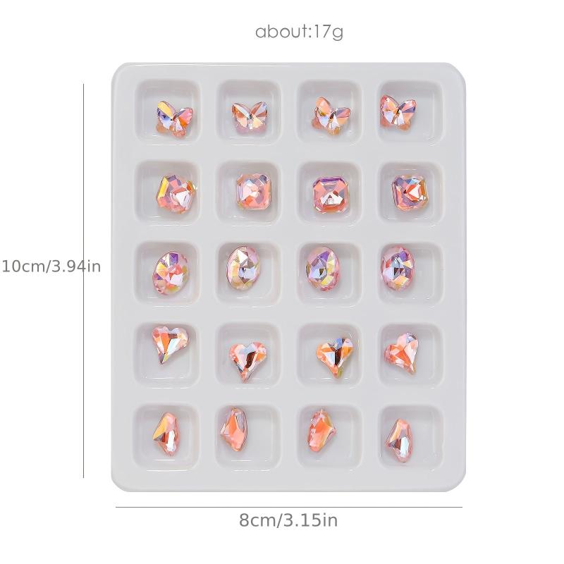 Peach Heart Square Nail Art Rhinestones Crystal Glass Nail Art Gemstones