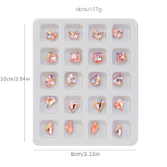Peach Heart Square Nail Art Rhinestones Crystal Glass Nail Art Gemstones