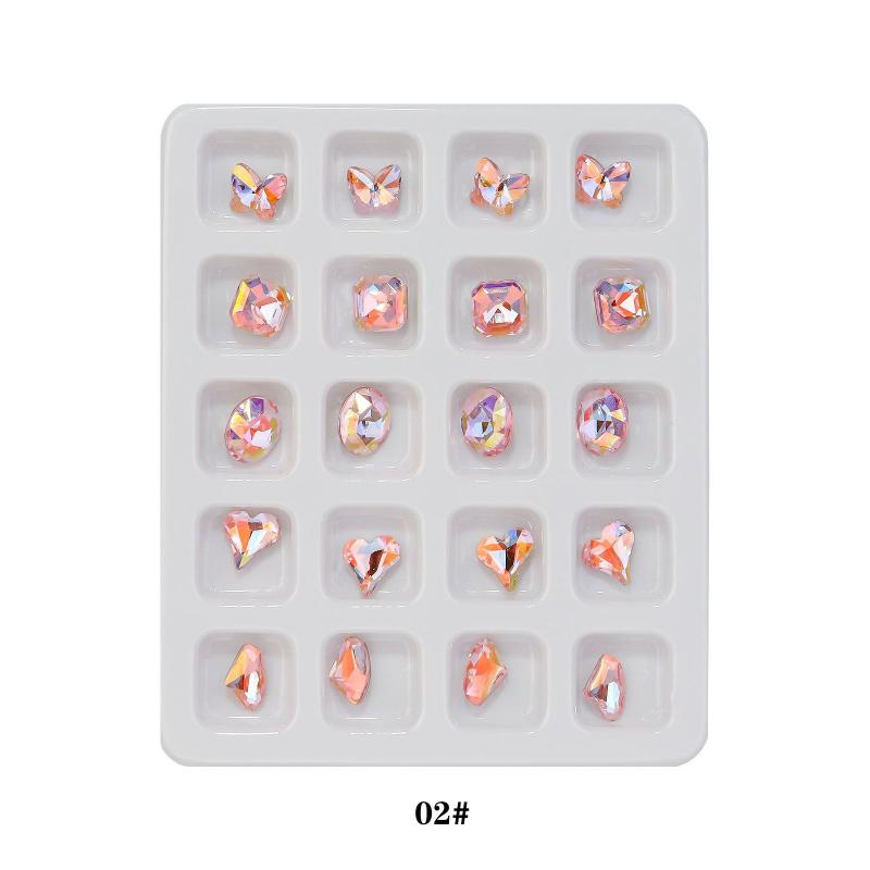 Peach Heart Square Nail Art Rhinestones Crystal Glass Nail Art Gemstones