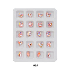 Peach Heart Square Nail Art Rhinestones Crystal Glass Nail Art Gemstones