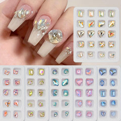 Peach Heart Square Nail Art Rhinestones Crystal Glass Nail Art Gemstones