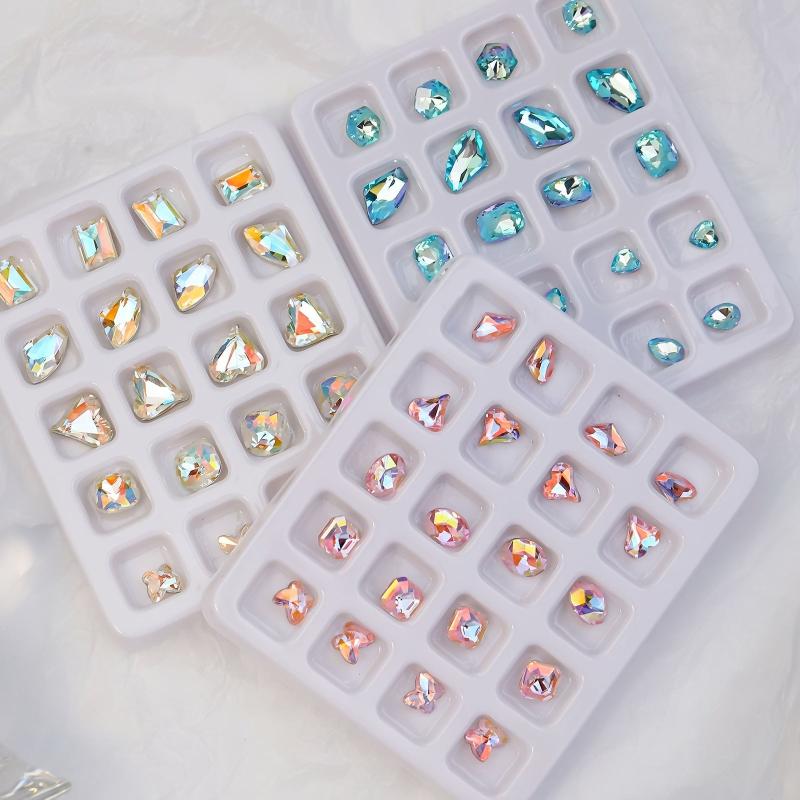 Peach Heart Square Nail Art Rhinestones Crystal Glass Nail Art Gemstones