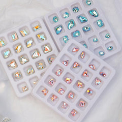 Peach Heart Square Nail Art Rhinestones Crystal Glass Nail Art Gemstones