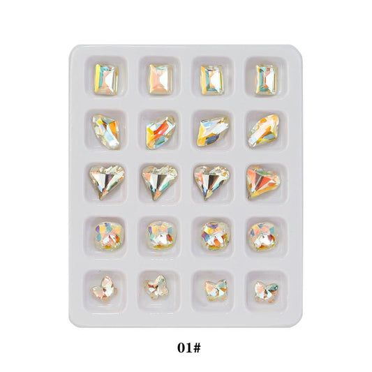 Peach Heart Square Nail Art Rhinestones Crystal Glass Nail Art Gemstones