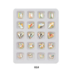 Peach Heart Square Nail Art Rhinestones Crystal Glass Nail Art Gemstones