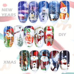 Christmas Nail Art Stickers Santa Claus Snowflake Elk Christmas Tree