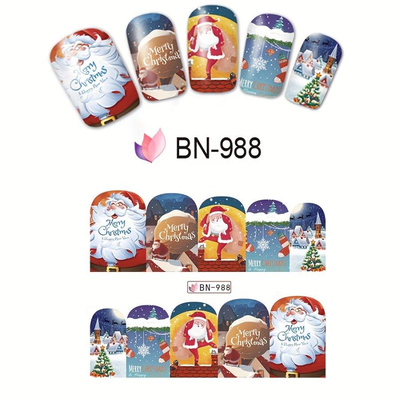 Christmas Nail Art Stickers Santa Claus Snowflake Elk Christmas Tree