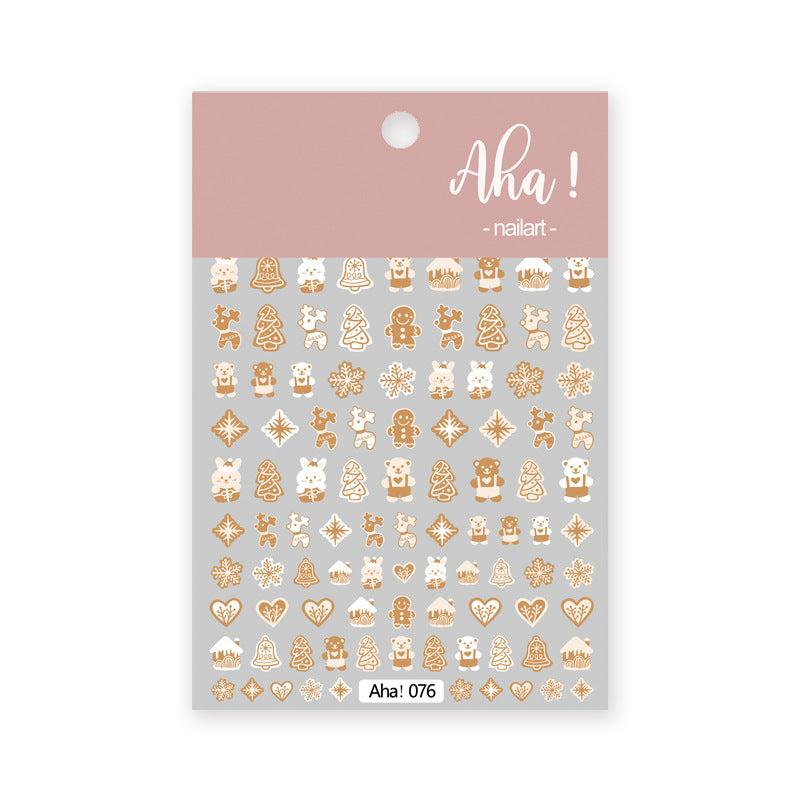 Xmas Cartoon Nail Art Stickers Santa Snowflake Elk Decals