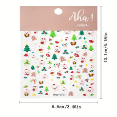 Xmas Cartoon Nail Art Stickers Santa Snowflake Elk Decals