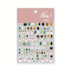 Xmas Cartoon Nail Art Stickers Santa Snowflake Elk Decals