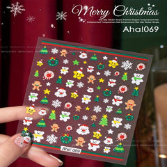 Xmas Cartoon Nail Art Stickers Santa Snowflake Elk Decals