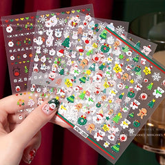 Xmas Cartoon Nail Art Stickers Santa Snowflake Elk Decals