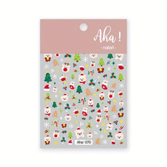 Xmas Cartoon Nail Art Stickers Santa Snowflake Elk Decals