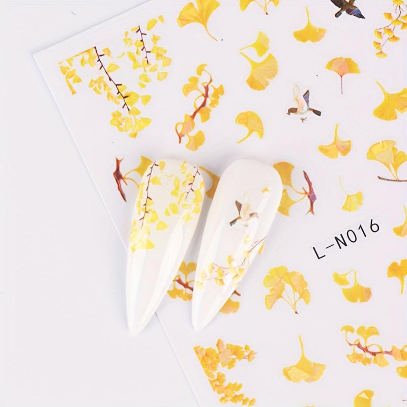 2pcs Maple Leaf 3D Nail Stickers Thanksgiving Pumpkin Pattern DIY Nail Art Decor