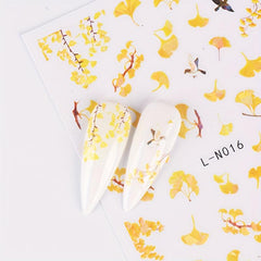 2pcs Maple Leaf 3D Nail Stickers Thanksgiving Pumpkin Pattern DIY Nail Art Decor