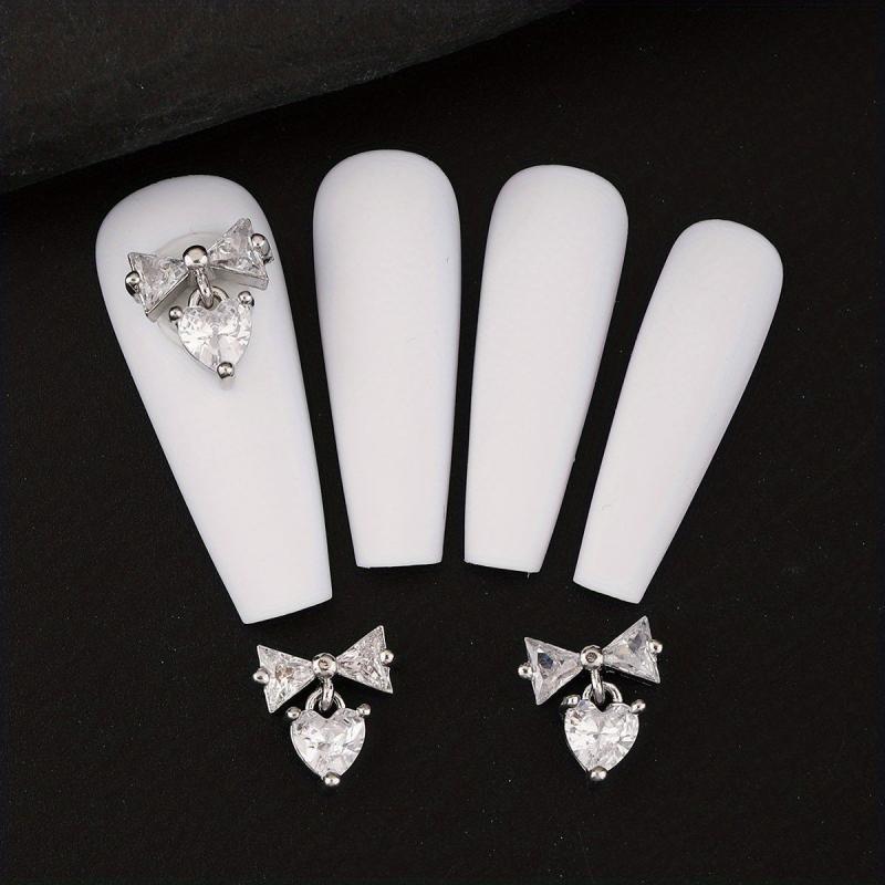 3pcs Bowknot Pendant Nail Art Decoration with Rhinestones