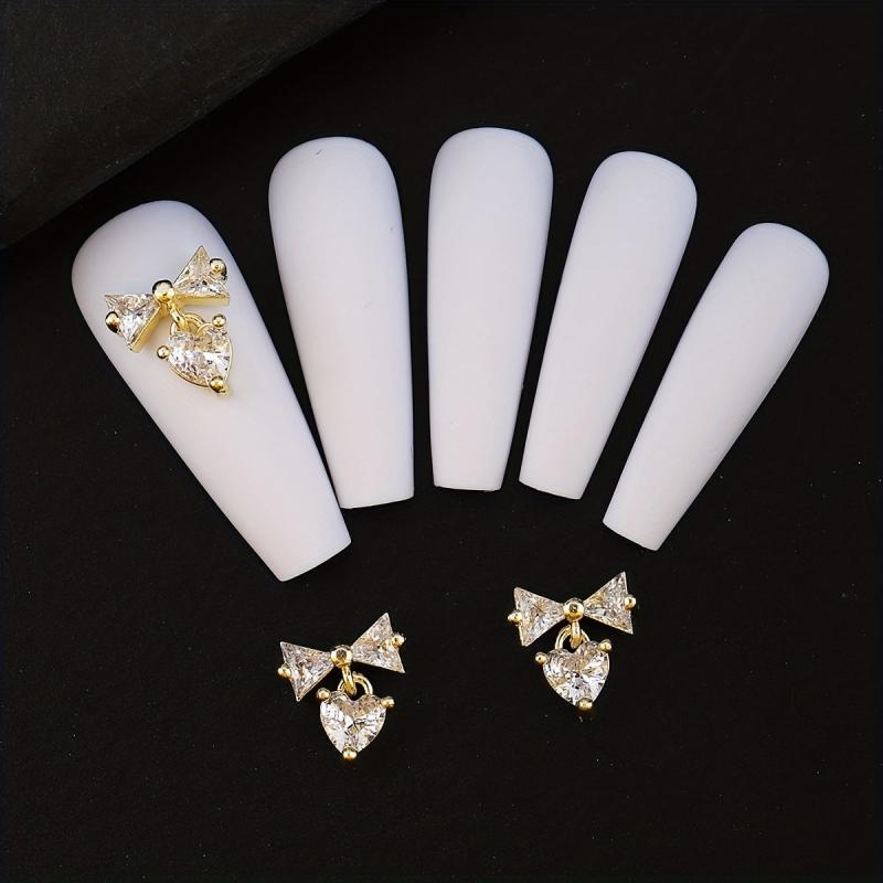 3pcs Bowknot Pendant Nail Art Decoration with Rhinestones