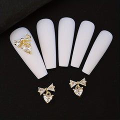 3pcs Bowknot Pendant Nail Art Decoration with Rhinestones