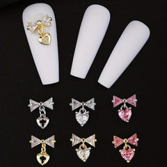3pcs Bowknot Pendant Nail Art Decoration with Rhinestones